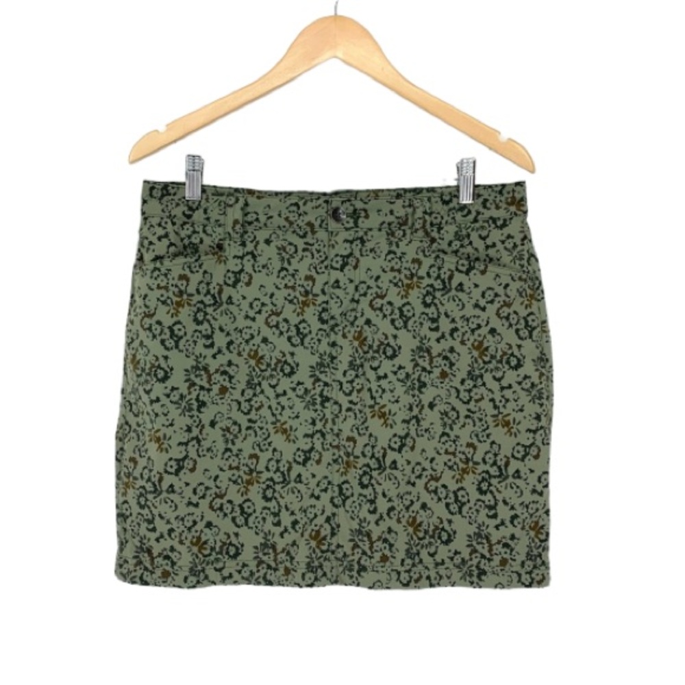 Eddie Bauer Army Green Floral Athletic Skort Mini Skirt With Built In Shorts